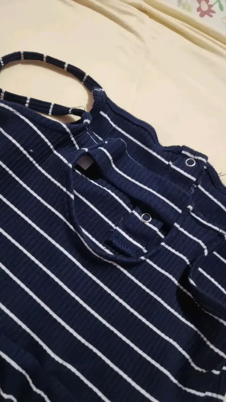Vestido de rayas azul marino para niña - 2