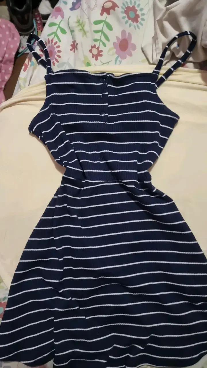 Vestido de rayas azul marino para niña - 4