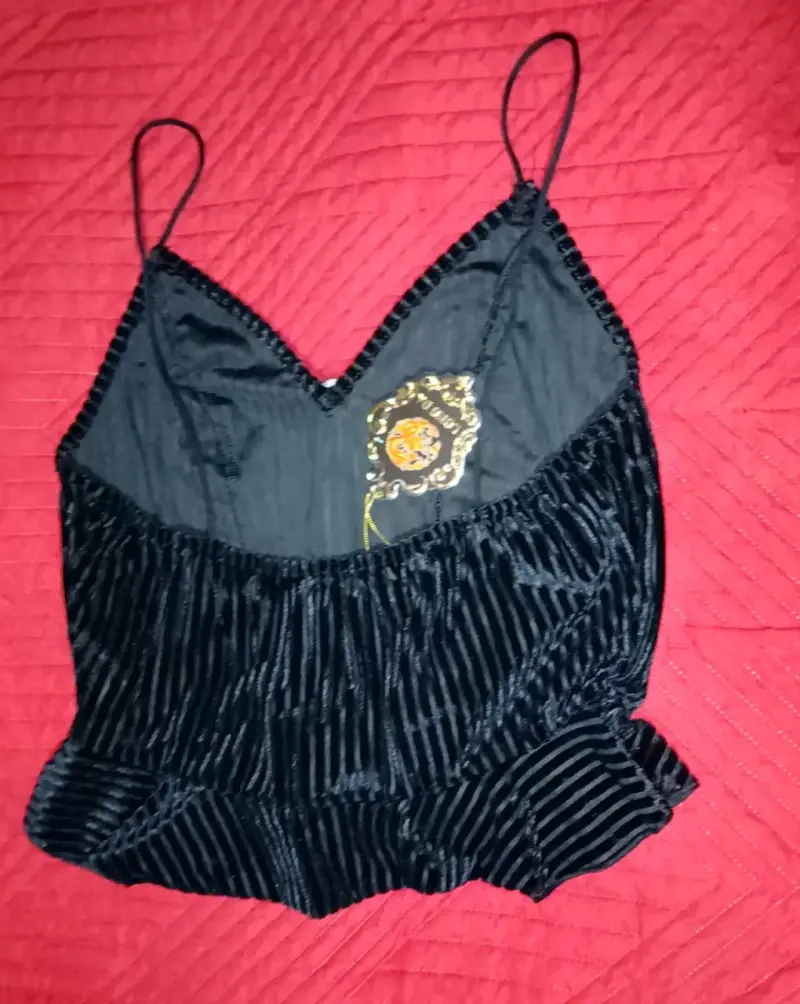 Top de terciopelo negro con tirantes - 2