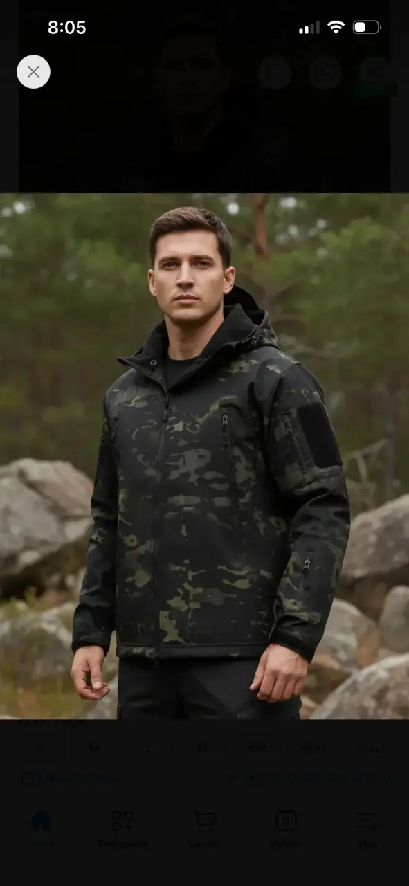 Chaqueta softsell táctica camuflada con capucha - 3