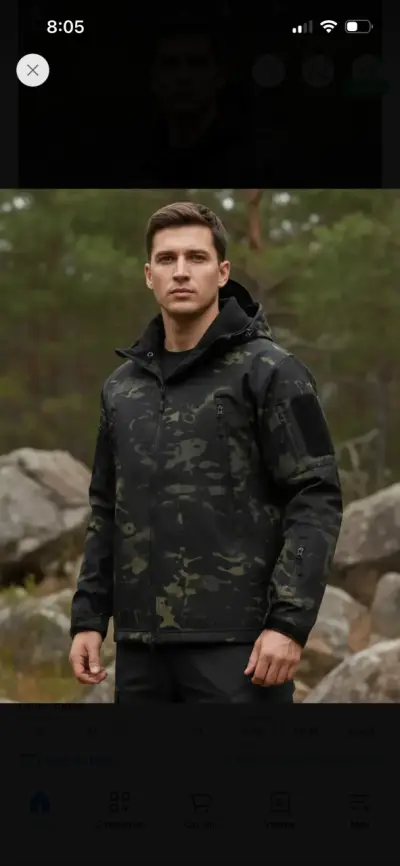 Chaqueta softsell táctica camuflada con capucha - miniatura 3