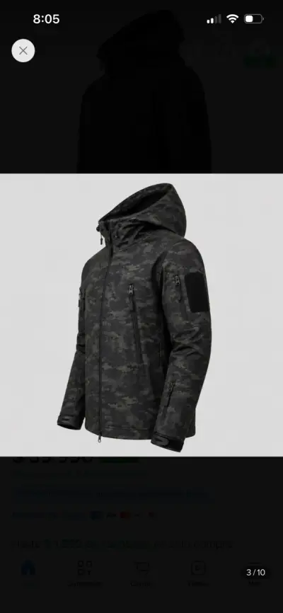 Chaqueta softsell táctica camuflada con capucha - miniatura 4