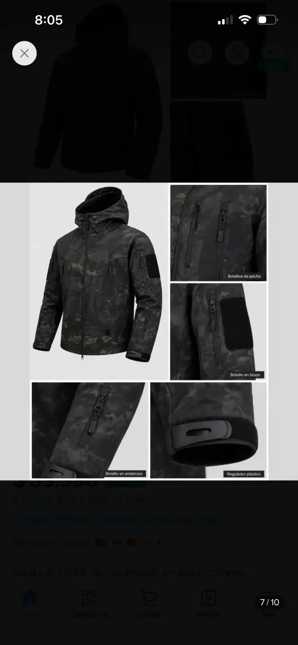 Chaqueta softsell táctica camuflada con capucha - 6