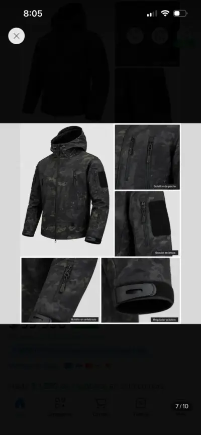 Chaqueta softsell táctica camuflada con capucha - miniatura 6