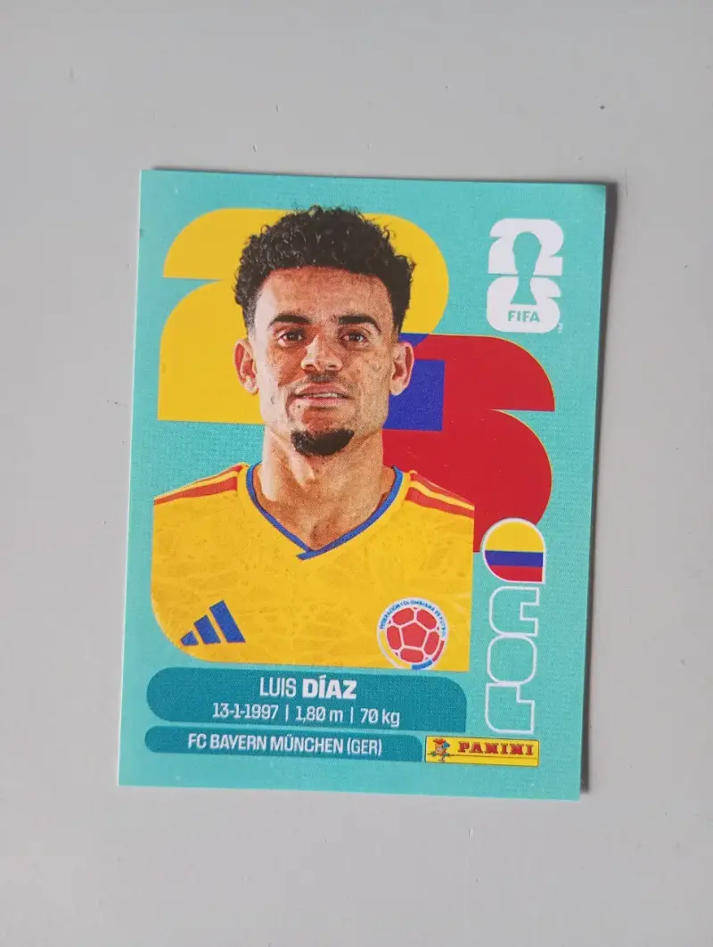 Lámina Panini Luis Díaz Mundial FIFA 2026