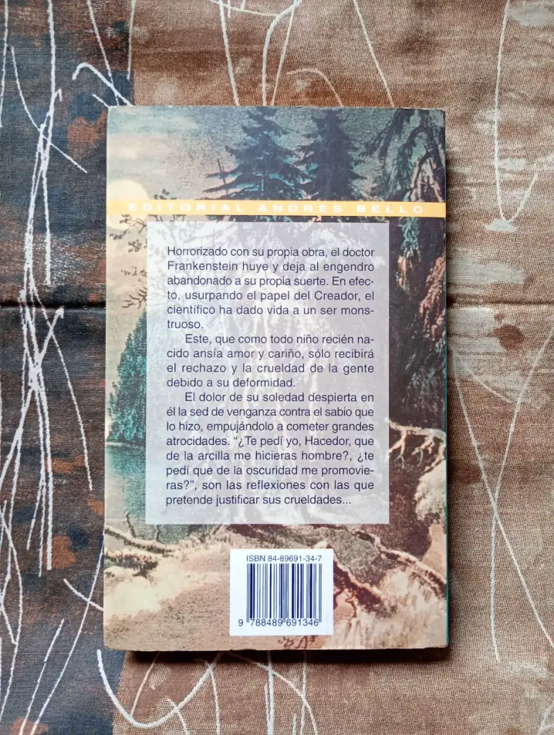 Libro Frankenstein de Mary Shelley Editorial Andrés Bello - 2
