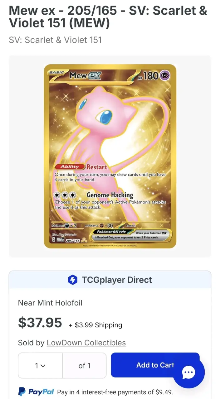 Carta Pokémon Mew ex Holofoil 205/165 - 3