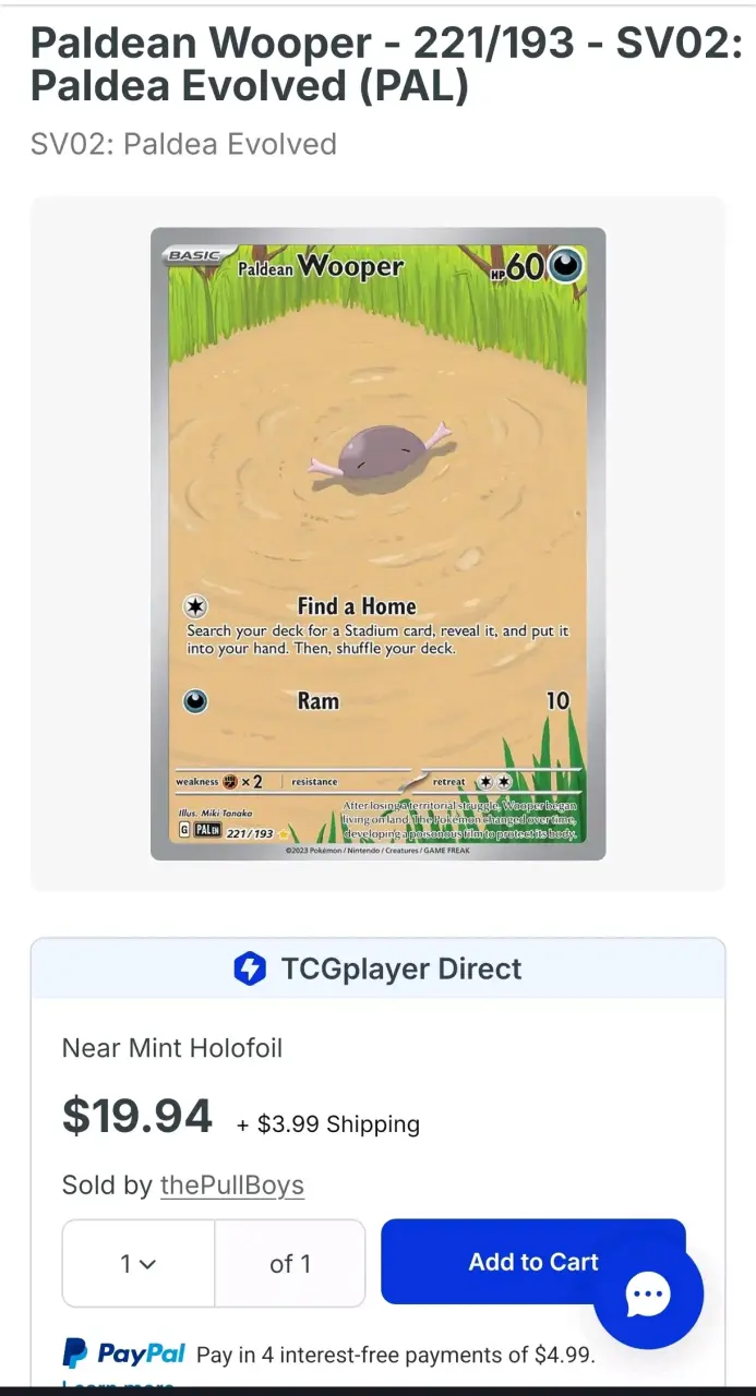 Carta Pokémon Paldean Wooper Holofoil - 3