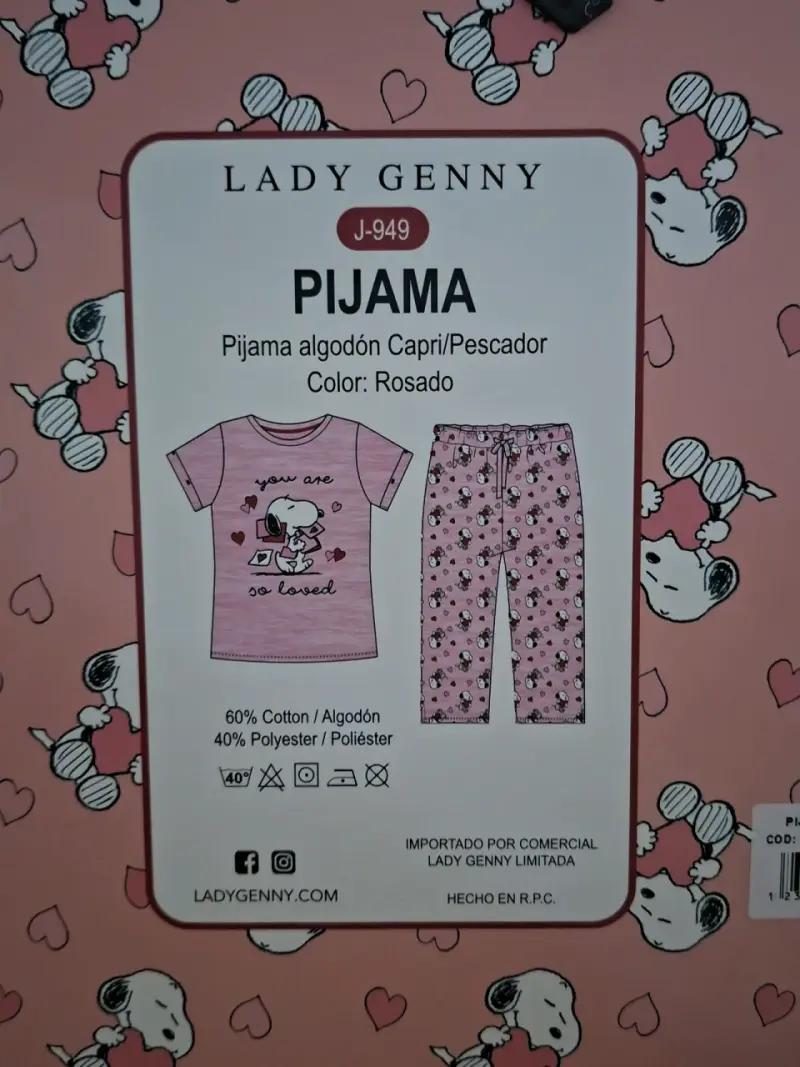 Pijama Capri Peanuts Snoopy Rosado - 3