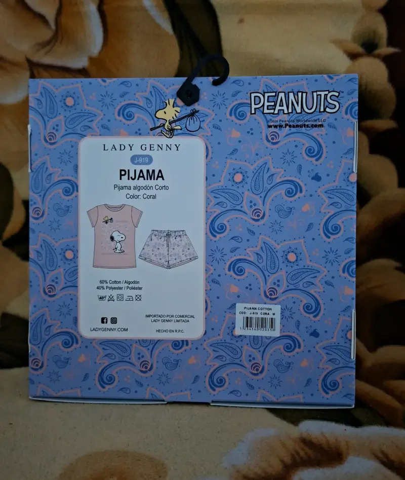 Pijama corto Peanuts Snoopy coral - 2