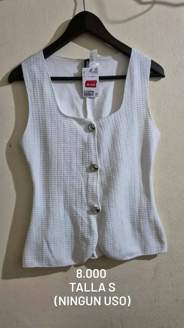 Chaleco blanco sin mangas talla S nuevo