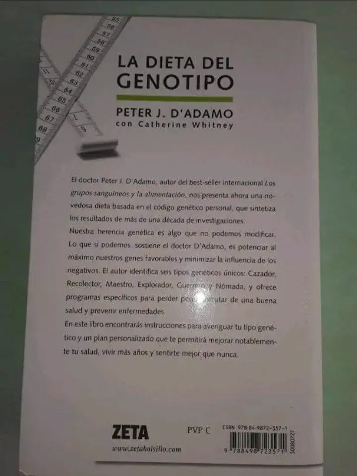 Libro La Dieta del Genotipo de Peter J. D'Adamo - 2