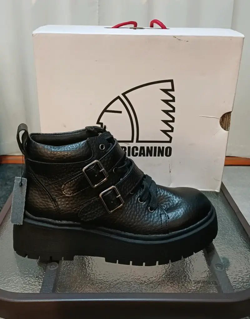 Botines de cuero negro Americano con hebillas - 1
