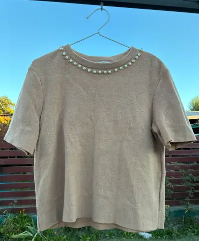 Polera Beige con Perlas Zara Trafaluc - miniatura 1
