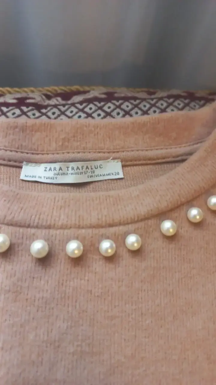 Polera Beige con Perlas Zara Trafaluc - 3