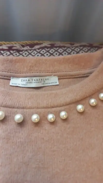 Polera Beige con Perlas Zara Trafaluc - miniatura 3