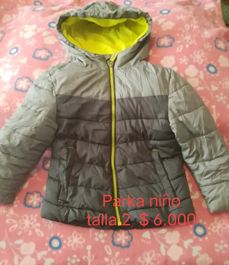 Parka para niño talla 2 gris con capucha - 1
