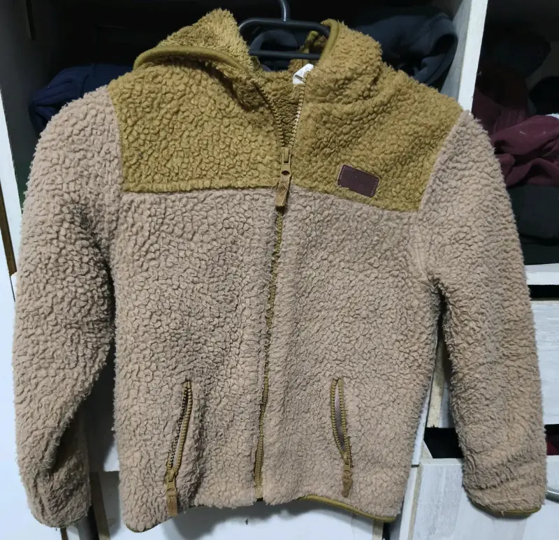 Chaqueta tipo corderito con capucha para niños - 1