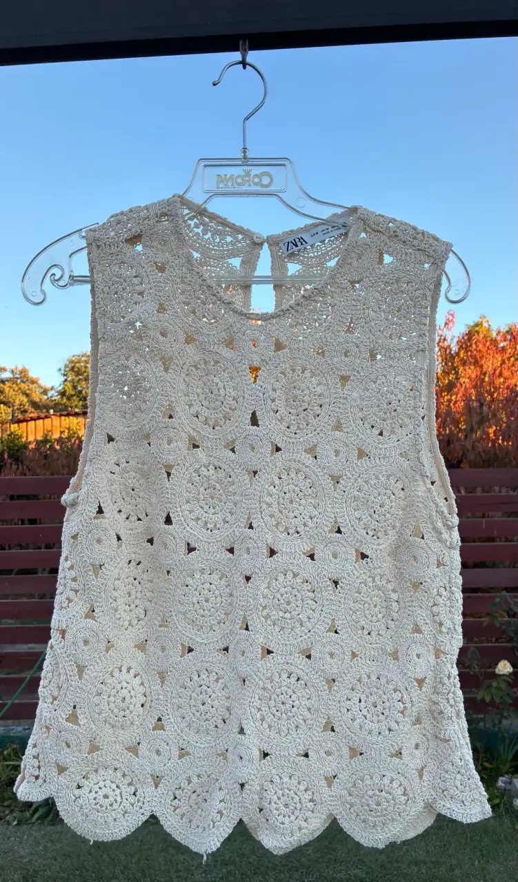 Blusa de crochet beige Zara talla M - 1