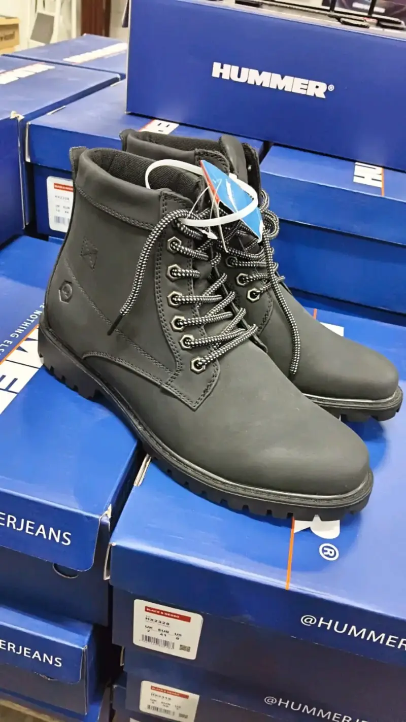Botas de cuero negro Hummer para hombre