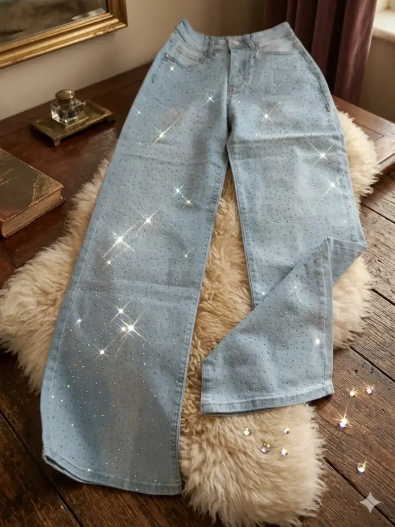 Jeans de mujer con brillo y diseño moderno - 4