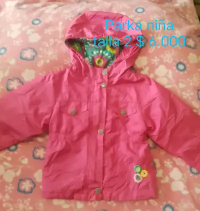 Parka niña rosa talla 2 con capucha - miniatura 1