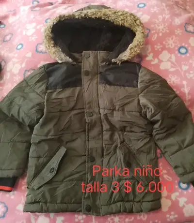 Parka de niño verde con capucha talla 3 - miniatura 1