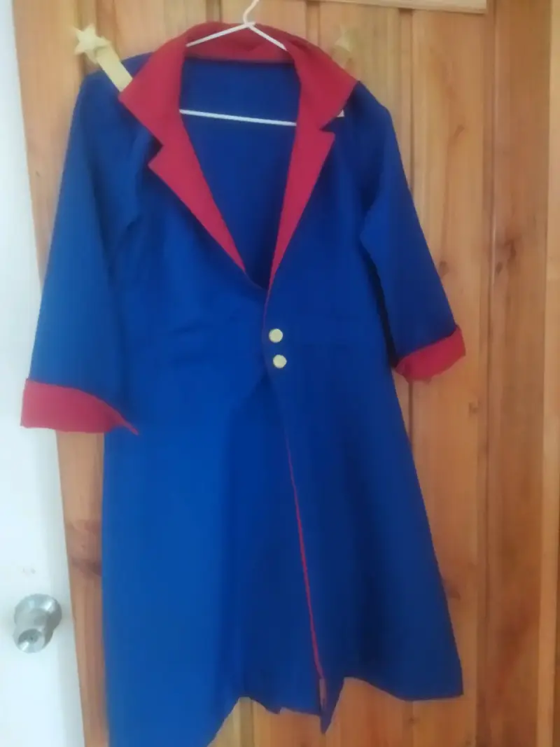 Abrigo azul con detalles rojos para mujer - 2