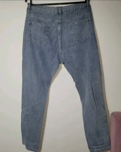 Jeans rasgados de mezclilla azul talla XL - miniatura 2