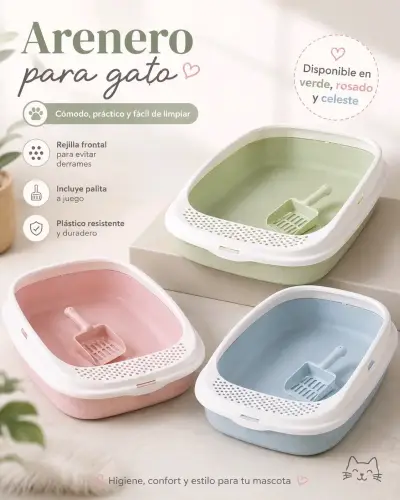 Arenero para gato con palita y rejilla - miniatura 1