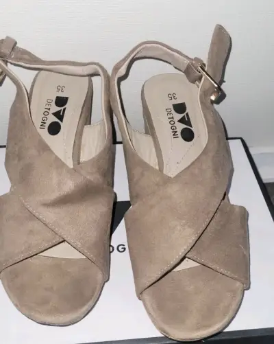Sandalias de plataforma beige Detogni con corcho - miniatura 4
