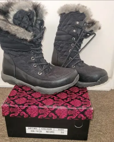 Botas de invierno negras con forro de piel 35 - miniatura 2