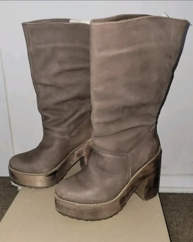Botas de cuero marrón con plataforma alta - 2