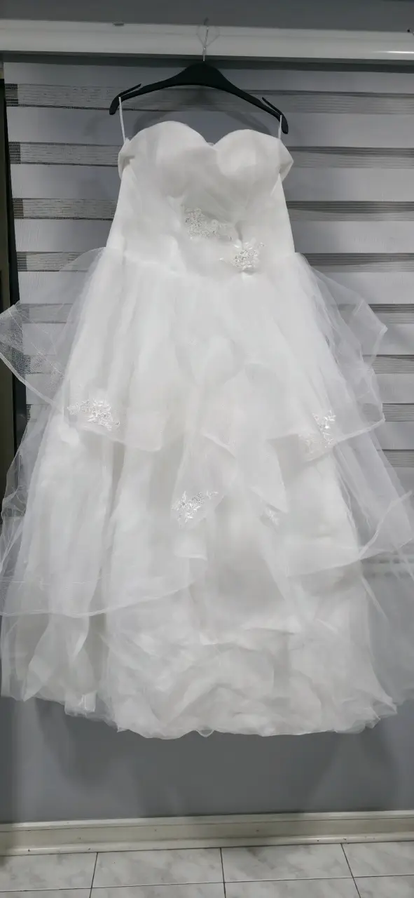 Vestido de Novia Blanco con Encaje y Tul - 3