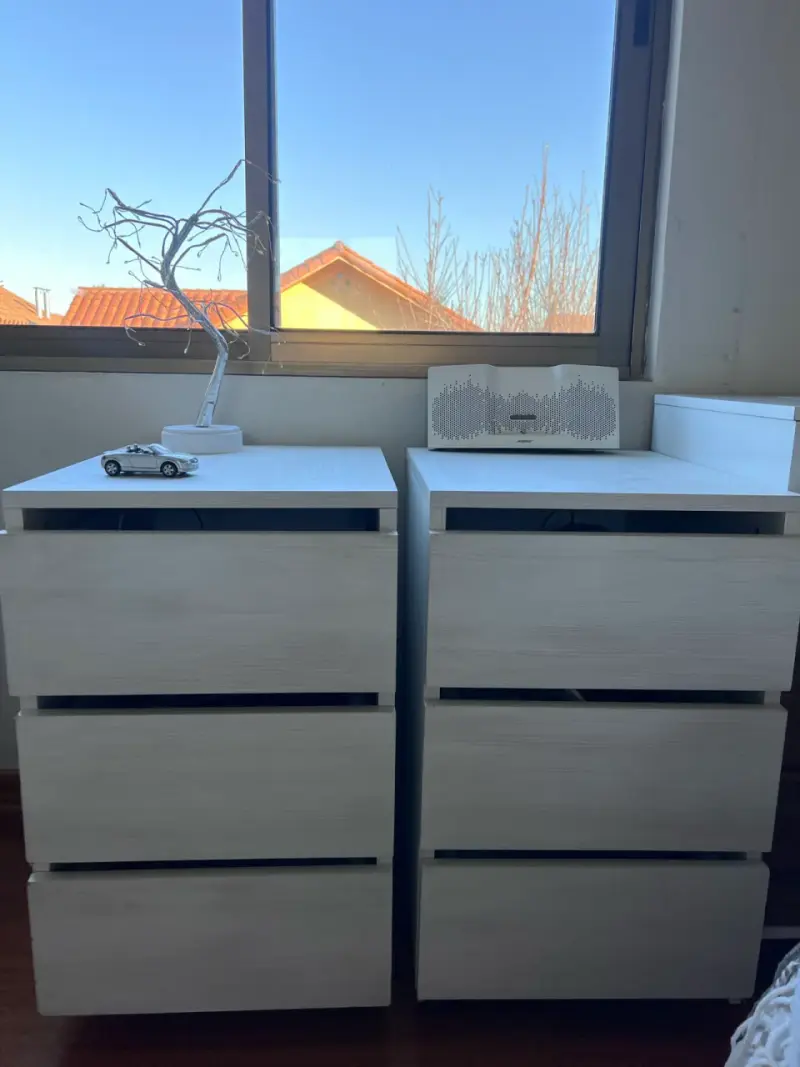 2 Cómodas de melamina Madera Blanca con 3 cajones - 2