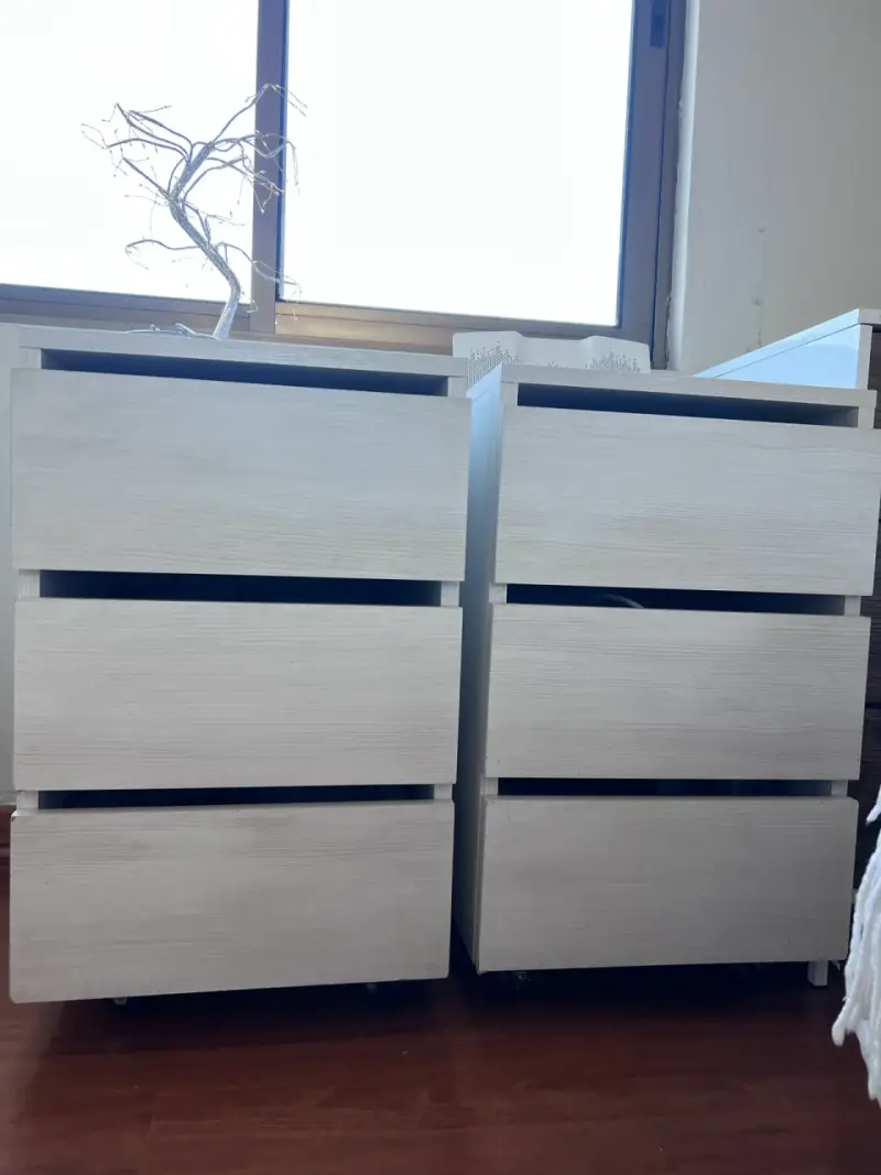 2 Cómodas de melamina Madera Blanca con 3 cajones - 3