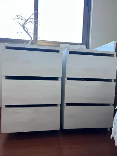 2 Cómodas de melamina Madera Blanca con 3 cajones - miniatura 3