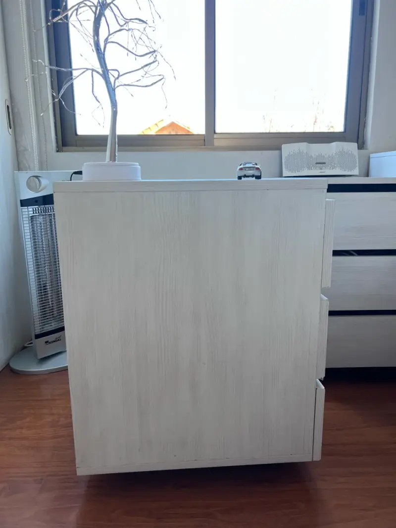 2 Cómodas de melamina Madera Blanca con 3 cajones - 4