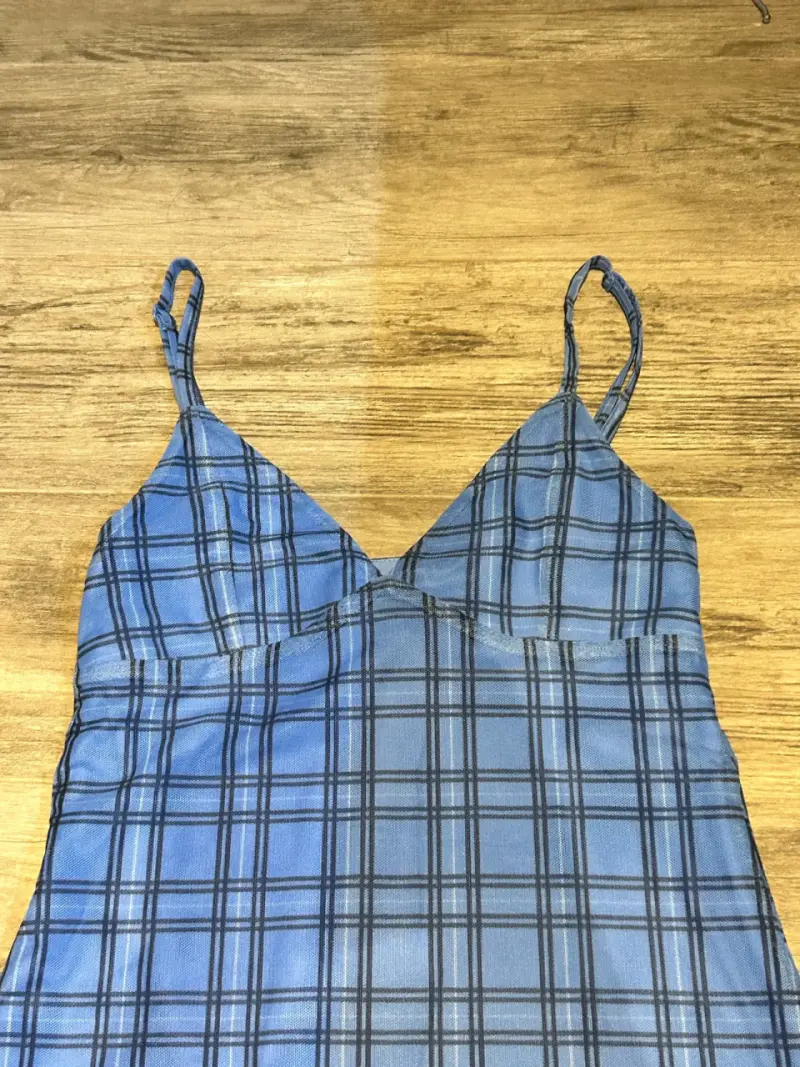 Vestido largo azul a cuadros H&M - 1