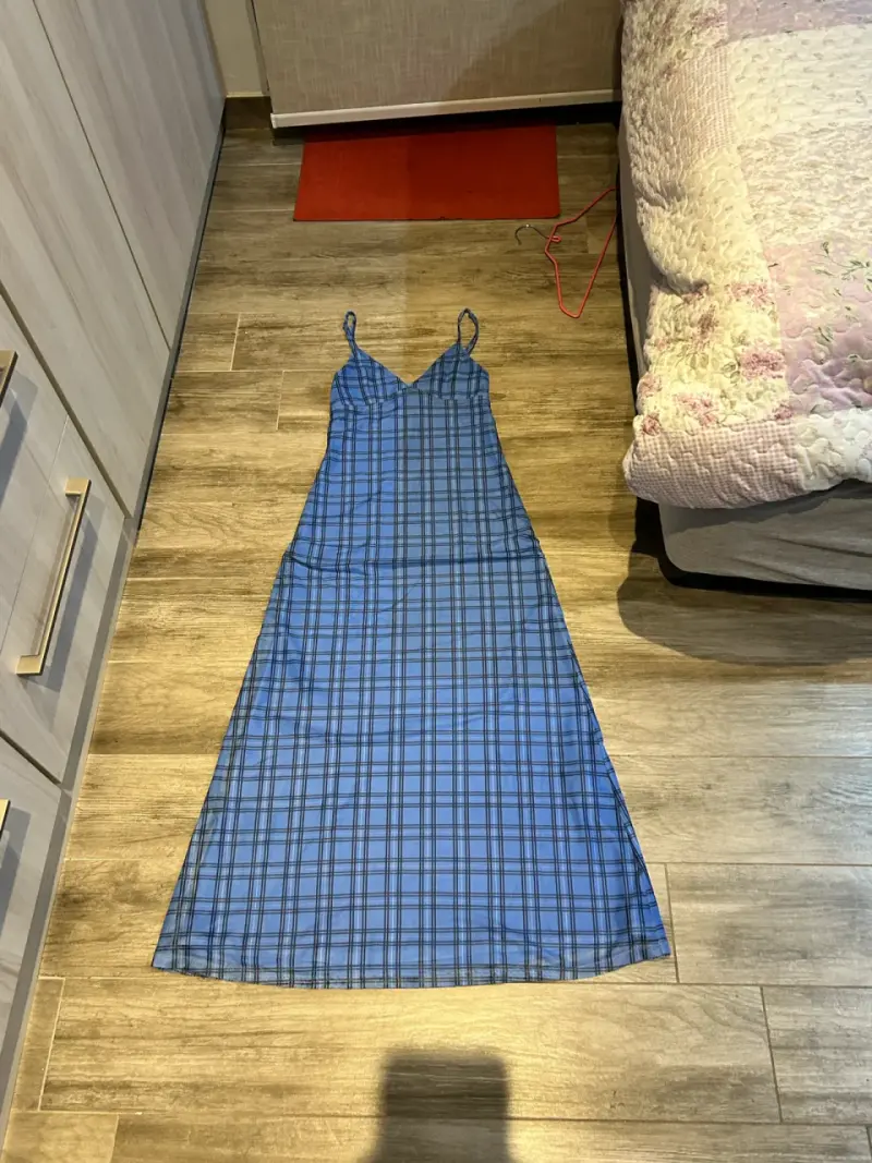 Vestido largo azul a cuadros H&M - 2