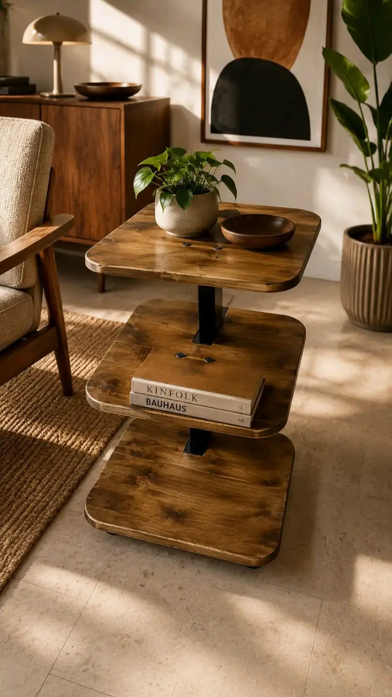Mesa auxiliar de madera estilo moderno
