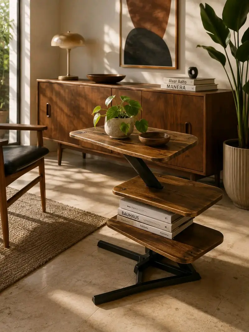 Mesa auxiliar de madera estilo moderno - 2