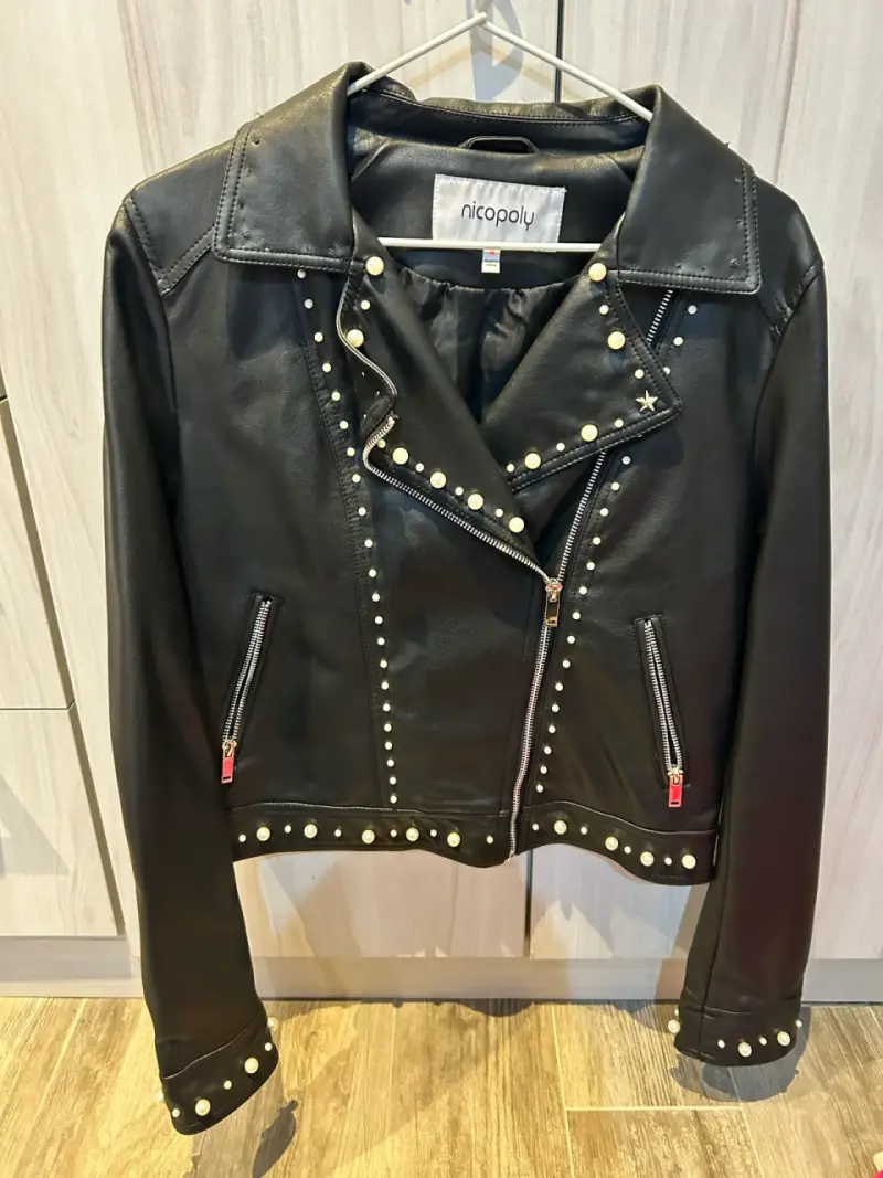 Chaqueta de cuero negra con tachas Nicopoly - 1