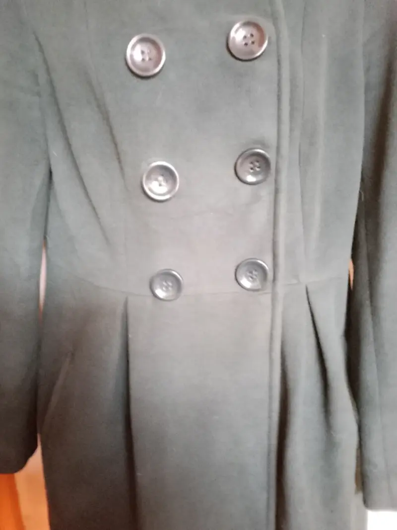 Abrigo de lana verde oscuro para mujer - 2