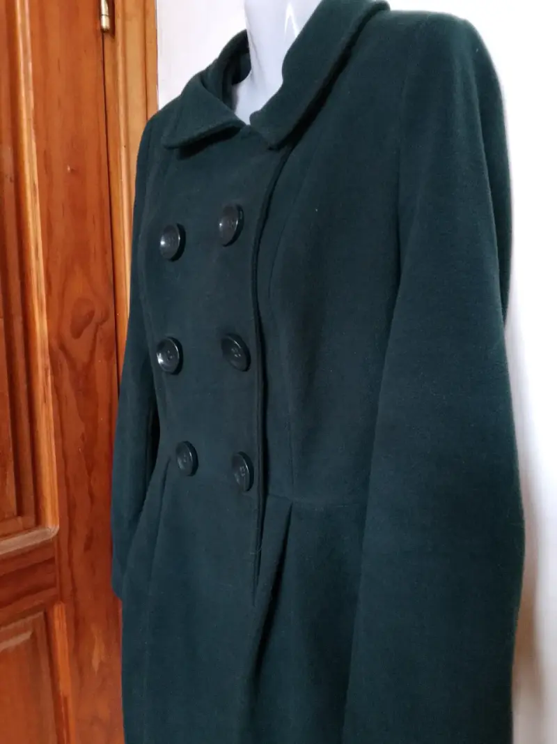 Abrigo de lana verde oscuro para mujer - 3