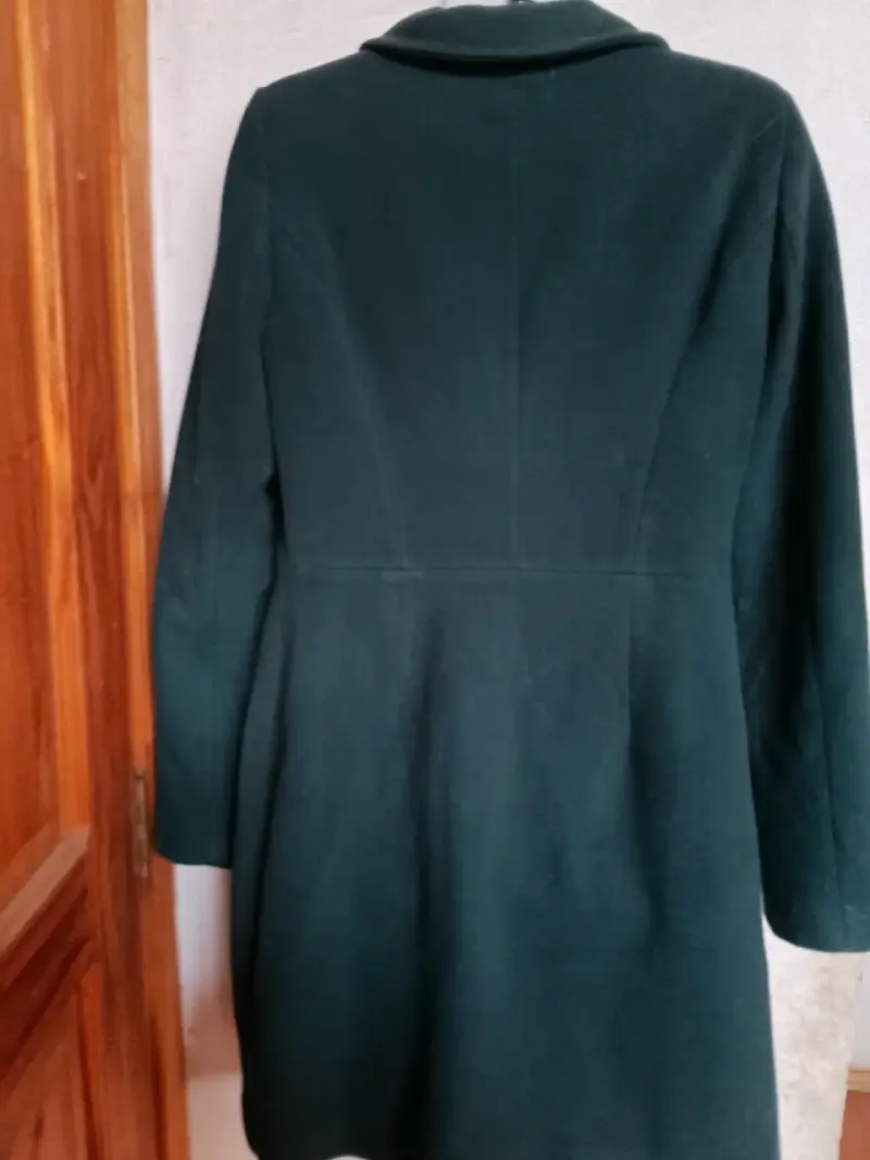 Abrigo de lana verde oscuro para mujer - 5
