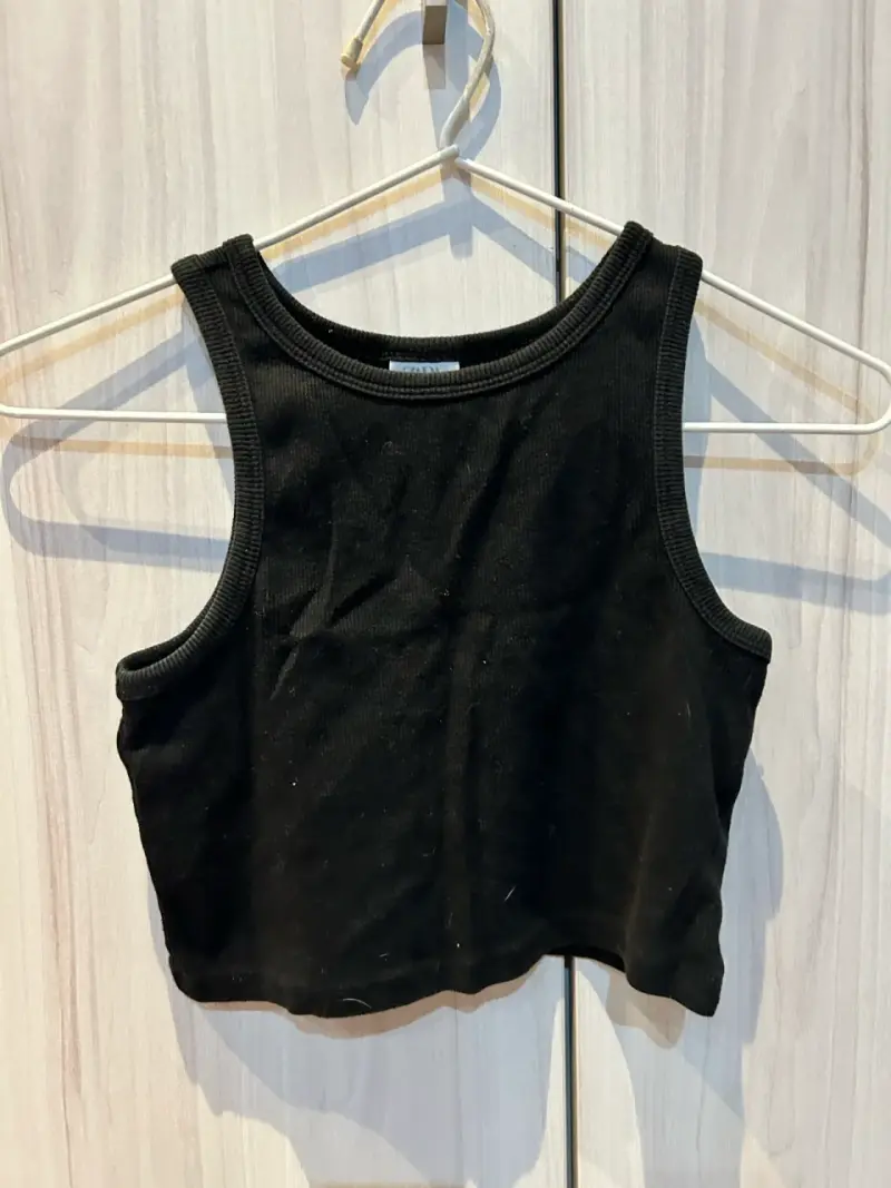 Top negro sin mangas para niña Zara