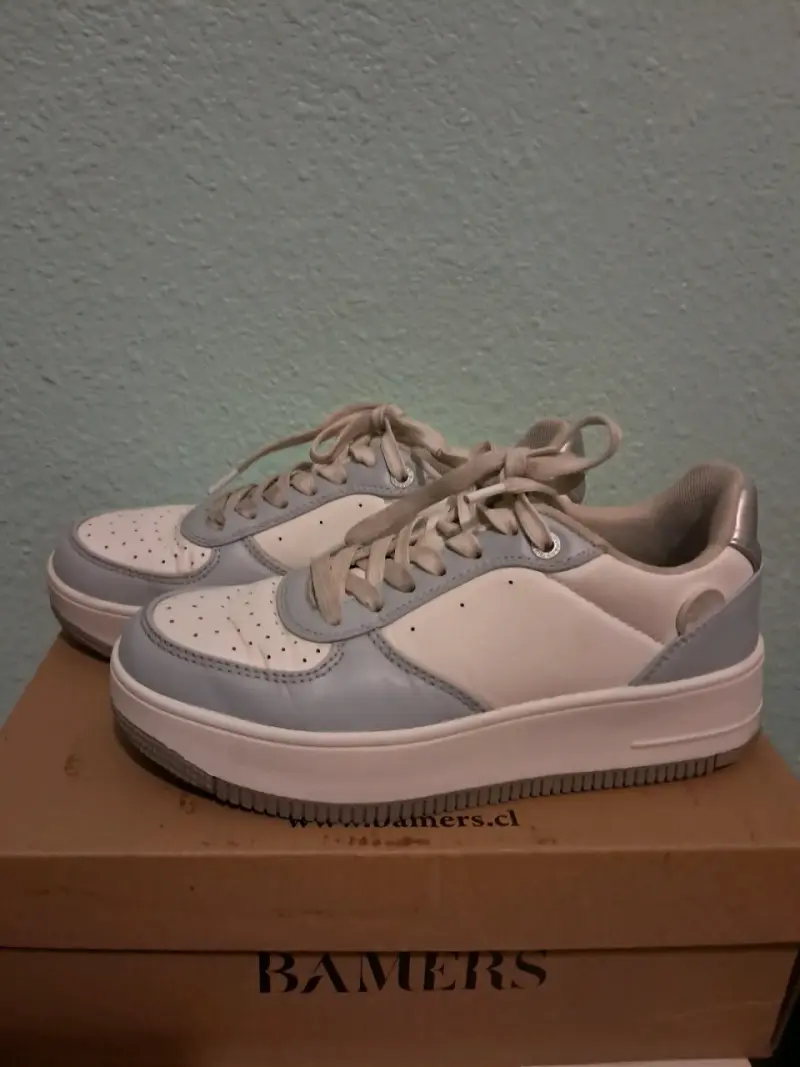 Zapatillas deportivas Bamer blancas, gris, celeste - 2