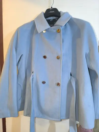 Abrigo azul claro de lana Liolà para mujer - miniatura 1