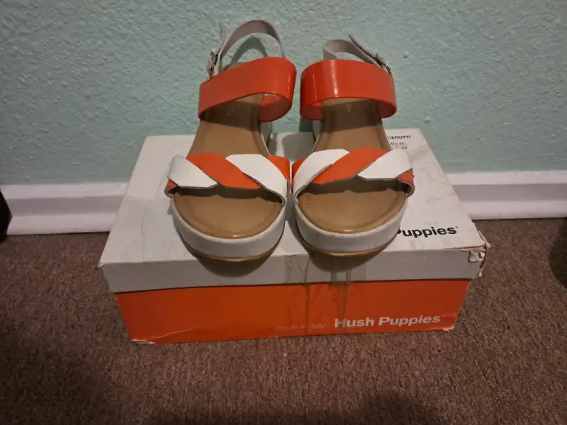 Sandalias de plataforma Hush Puppies naranjas y blancas - 5